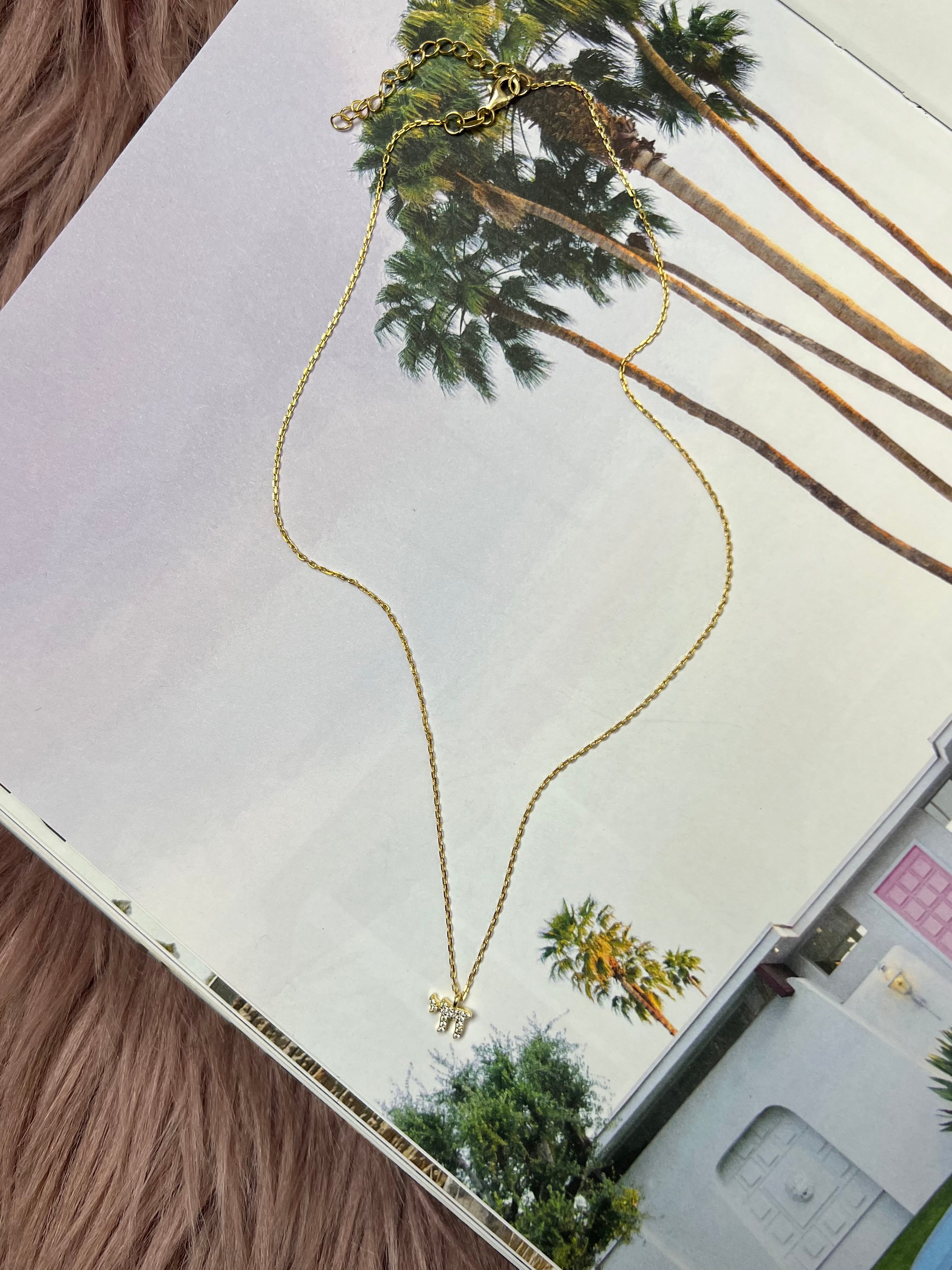 Tiny Crystal Chai Necklace — Sterling Silver With 14K Gold Plating | Meaningful & Minimal