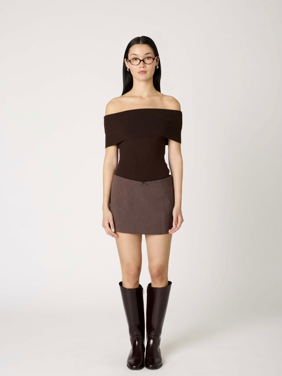 Annemarie Espresso Off the Shoulder Sweater
