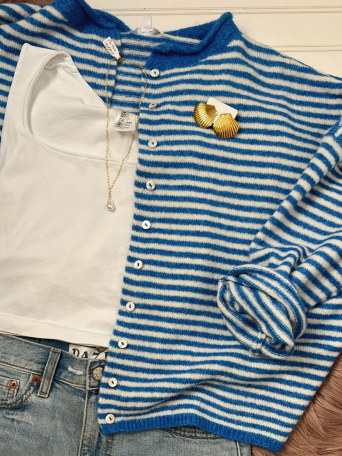 The Blue Mini Stripe It Girl Sweater