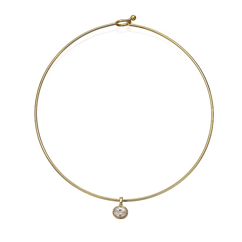 Lumière Oval CZ Delicate Collar Necklace