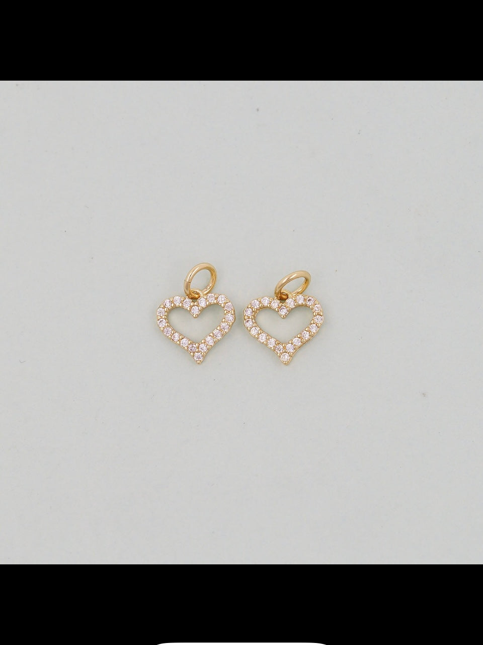 Gold Medium Sparkle Heart Charm