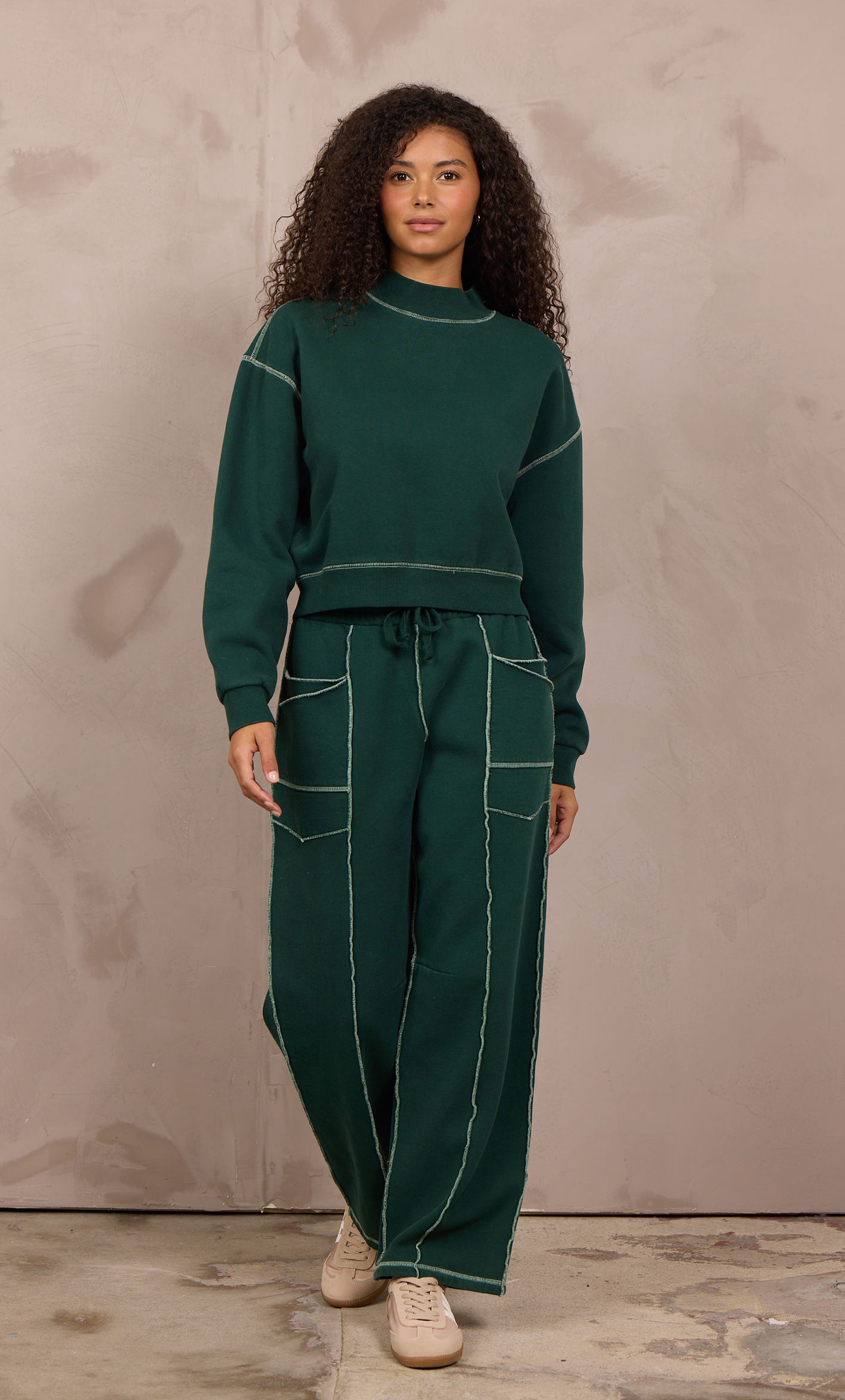Vintage Havana Pine Green with Ivory Barrel Pant with Contrast Stitching