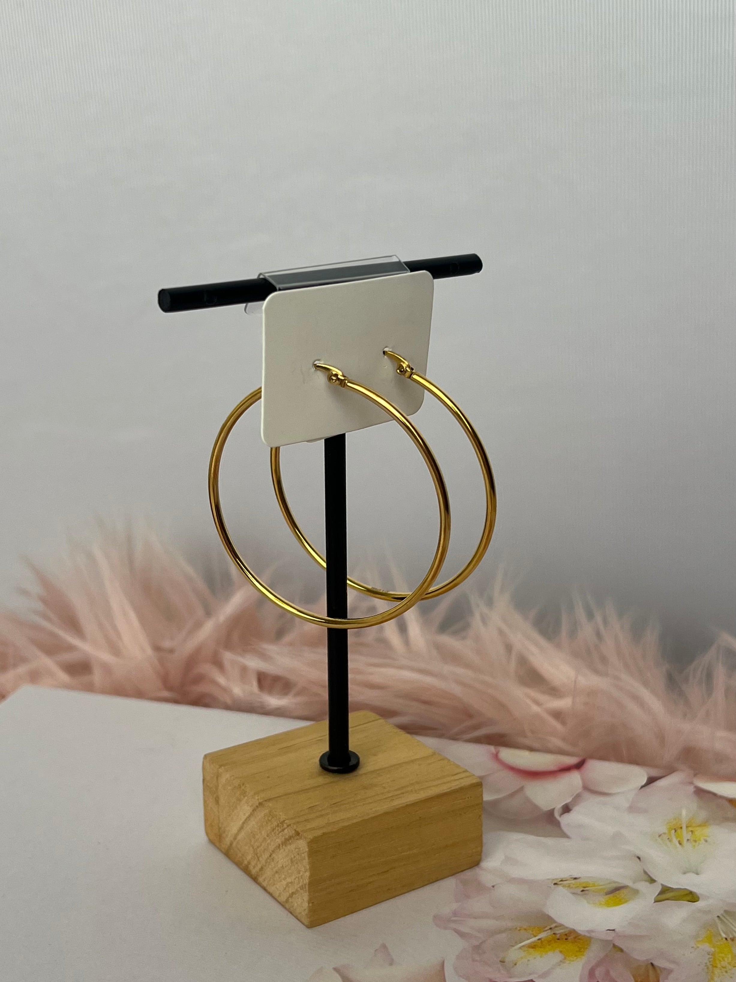 The Valentina Thin Medium Waterproof Hoops - 2"