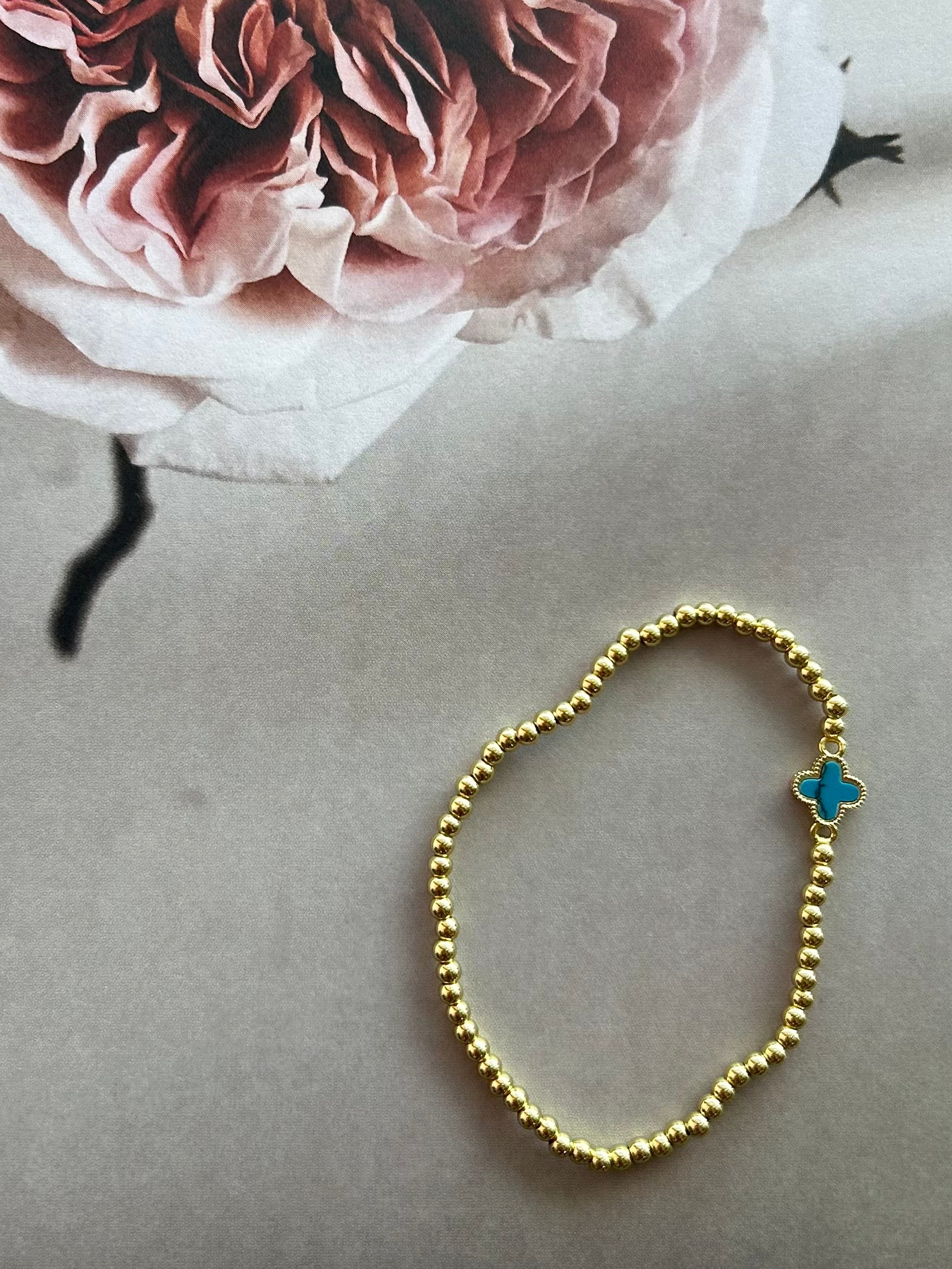 Blue Clover Stretch Ball Bracelet