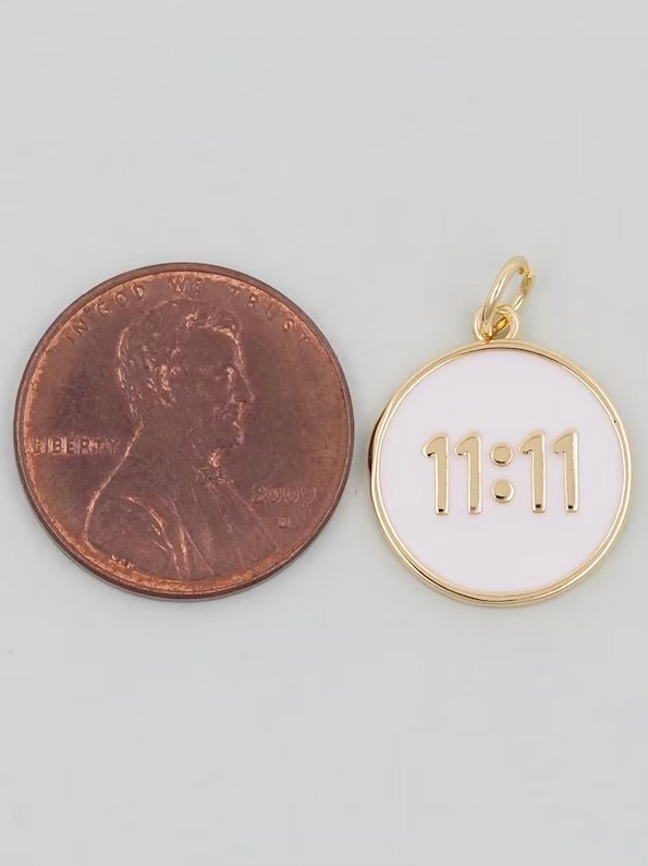 Gold Medium Enamel 11:11 Charm