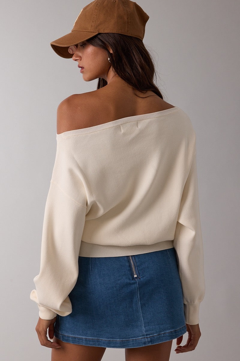 Newport Ivory Off the Shoulder Sweater