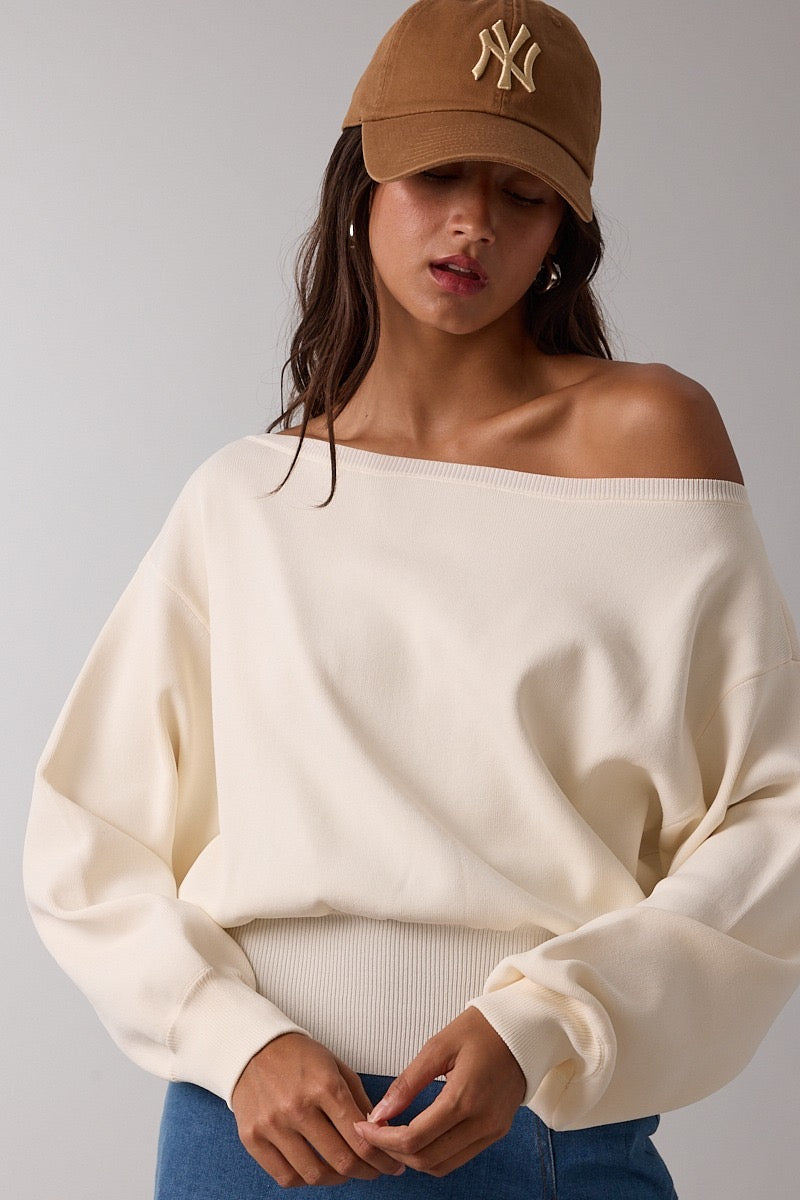 Newport Ivory Off the Shoulder Sweater