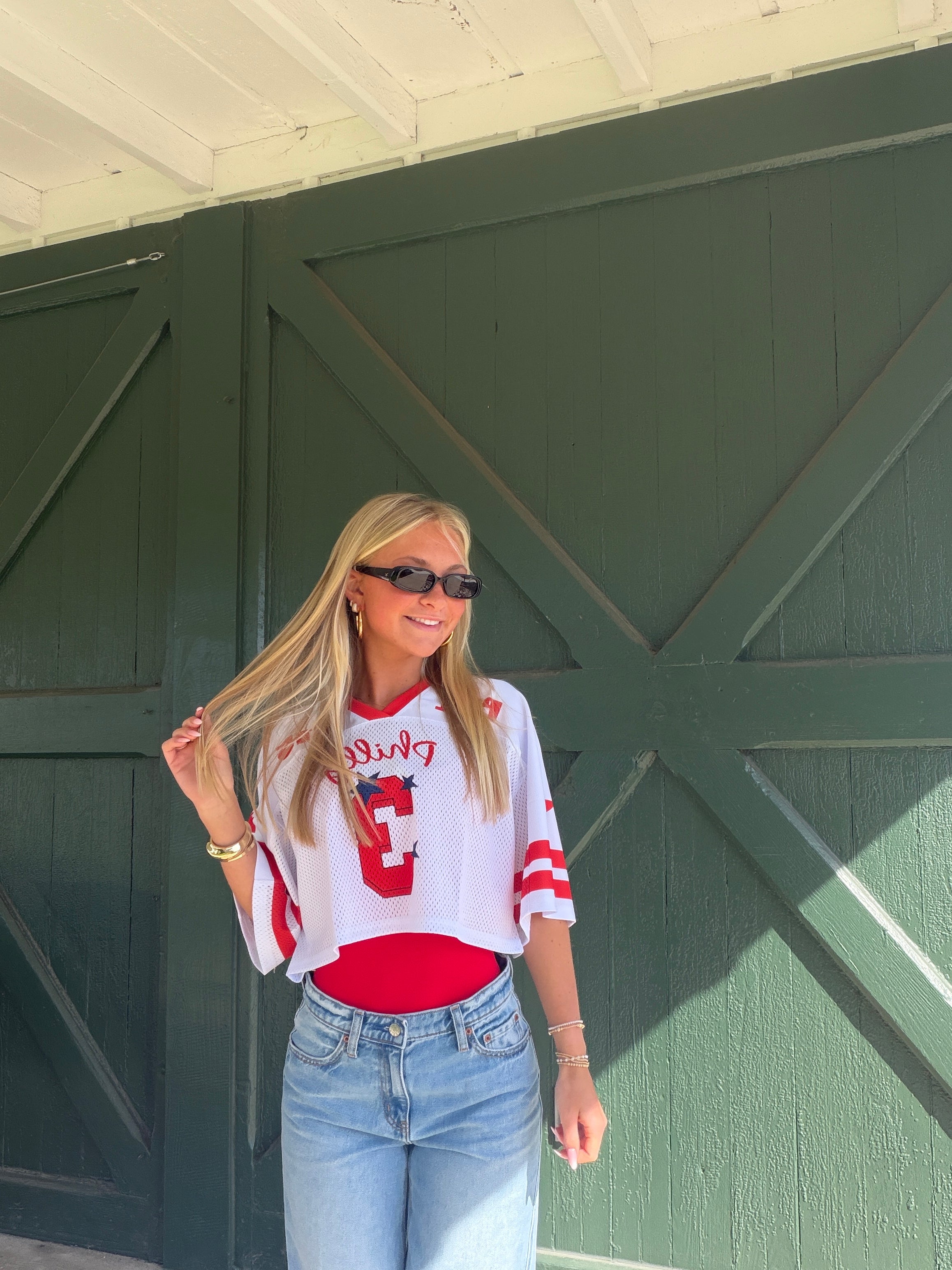 “Philly” Crop Jersey – Retro Philadelphia Baseball Crop Top