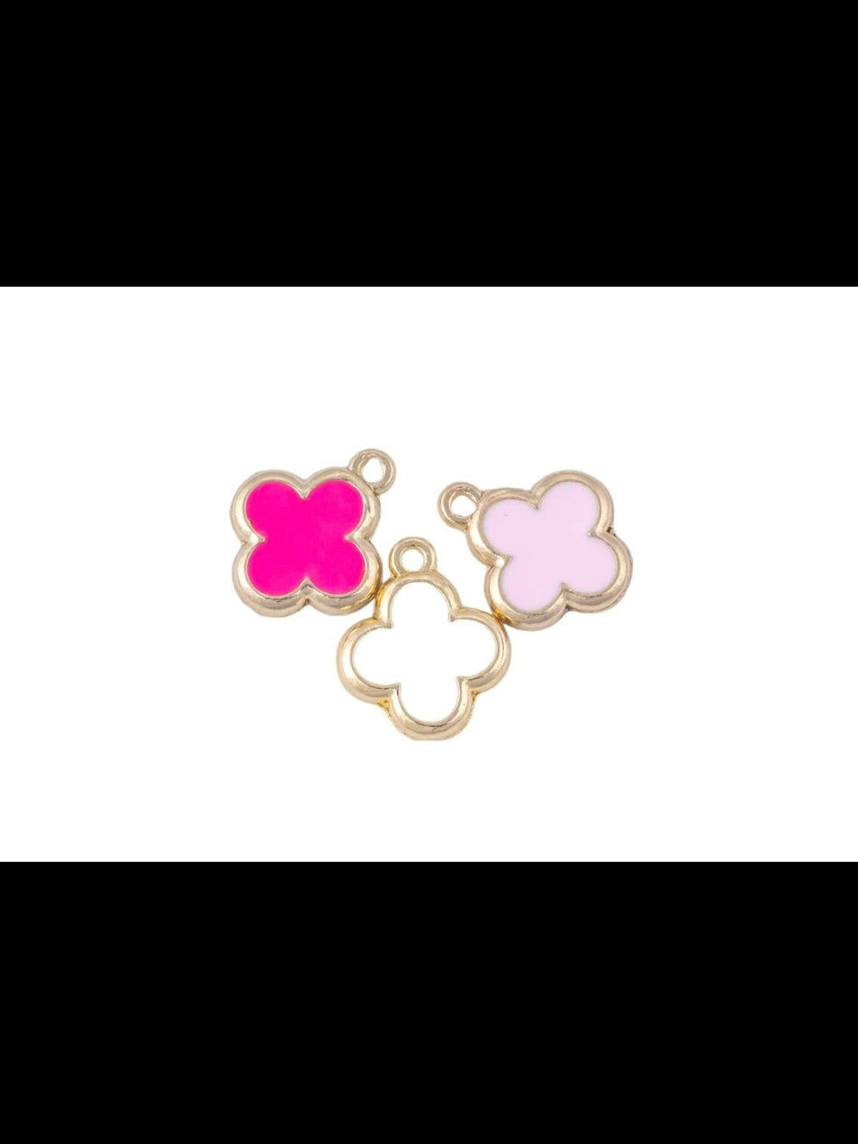 Gold Medium Enamel Clover Charm
