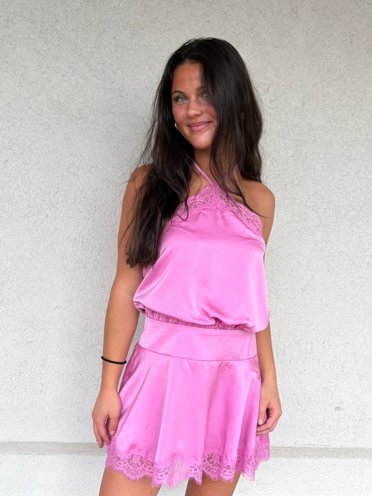 Luna Luxe Halter Dress-Rose Pink