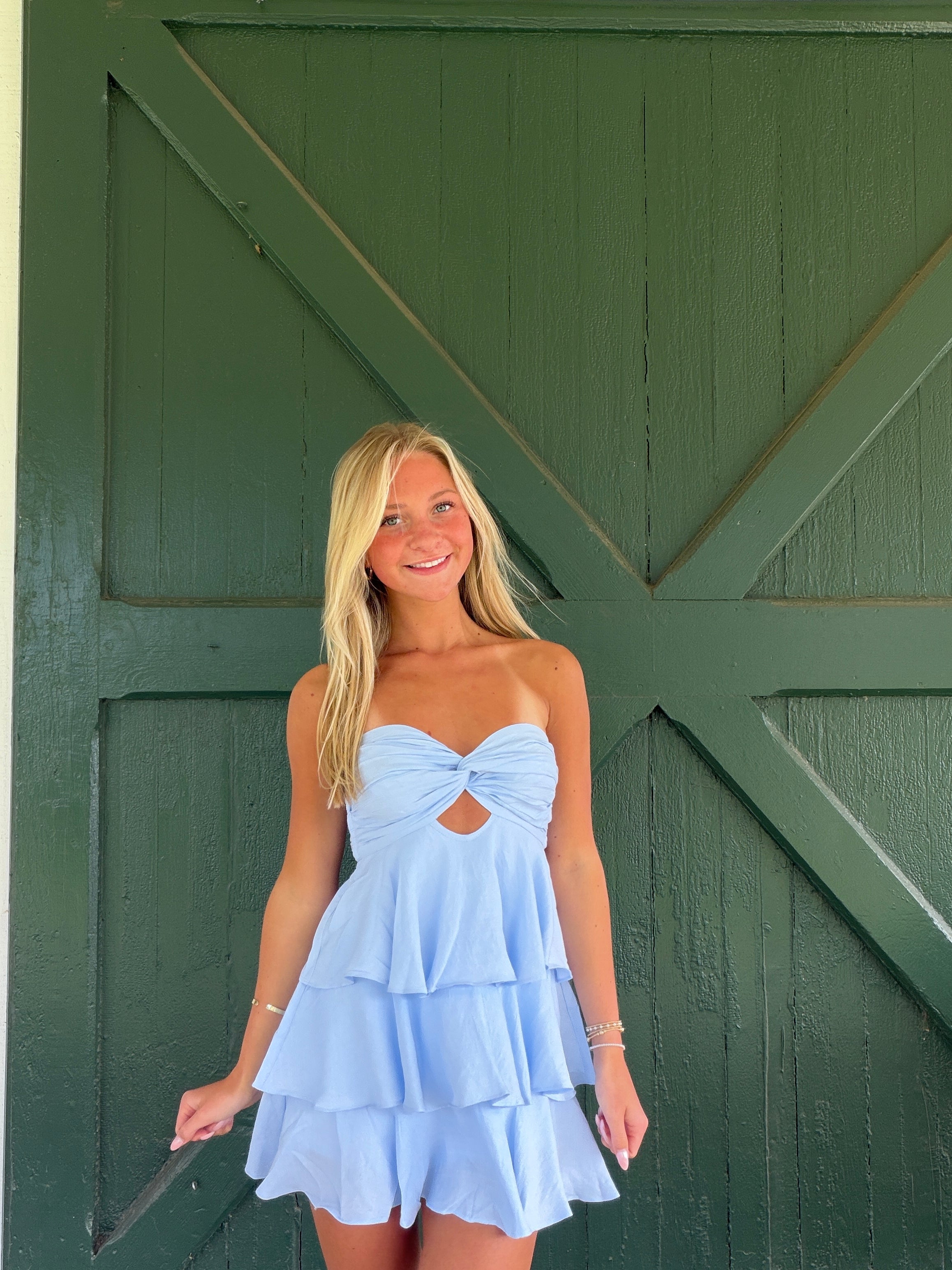 The Marbella Mini Dress-Chambray
