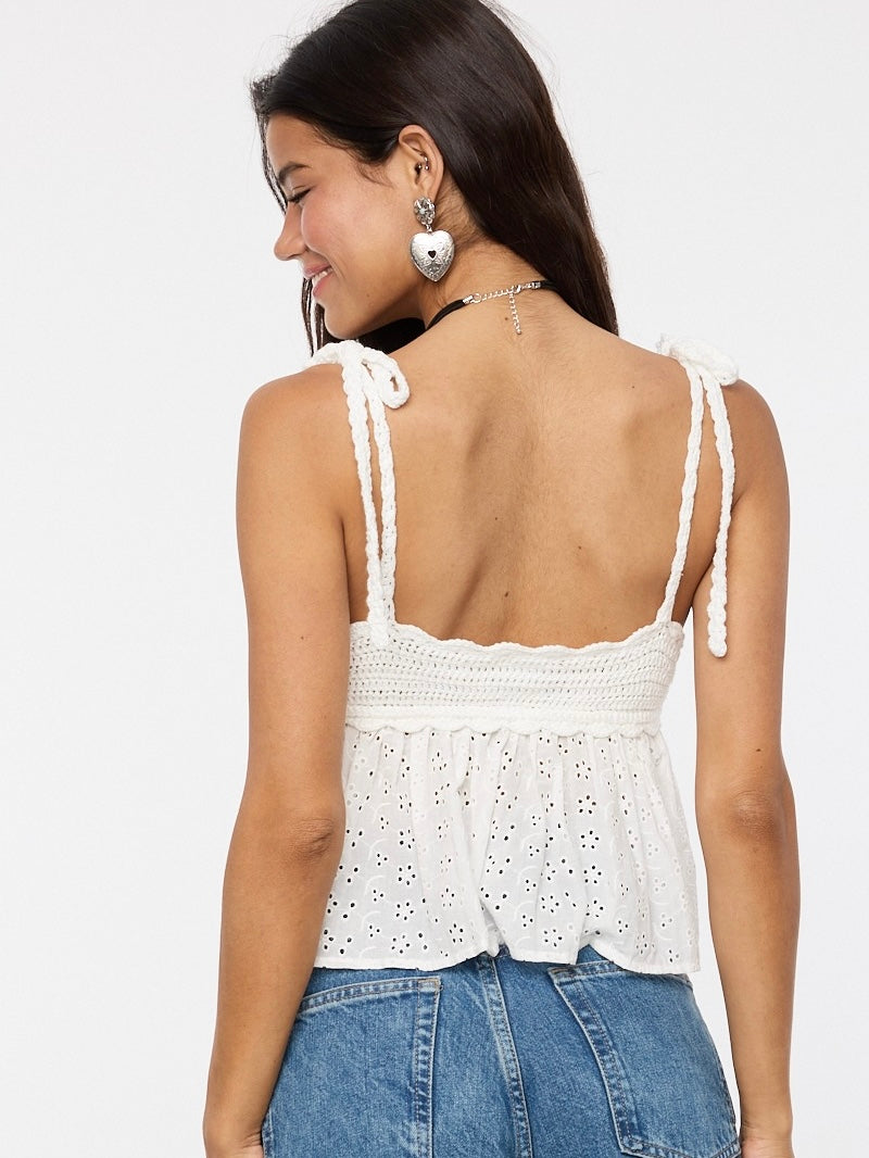 Willow Eyelet Crochet Crop Top