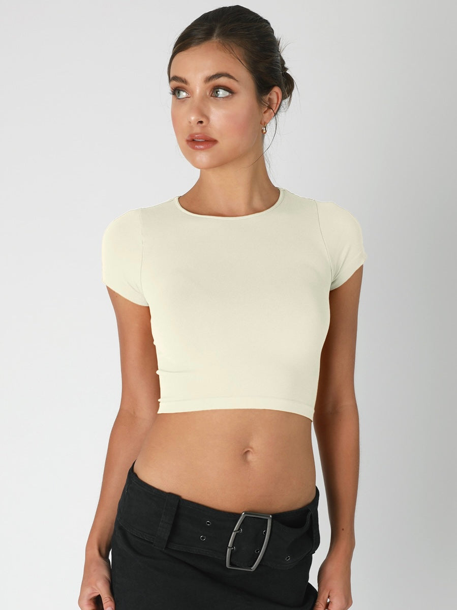 Casey Butter Cream Jersey Short Sleeve Crop Top