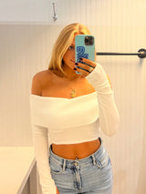 Aubrey Off the Shoulder Cropped Knit Top