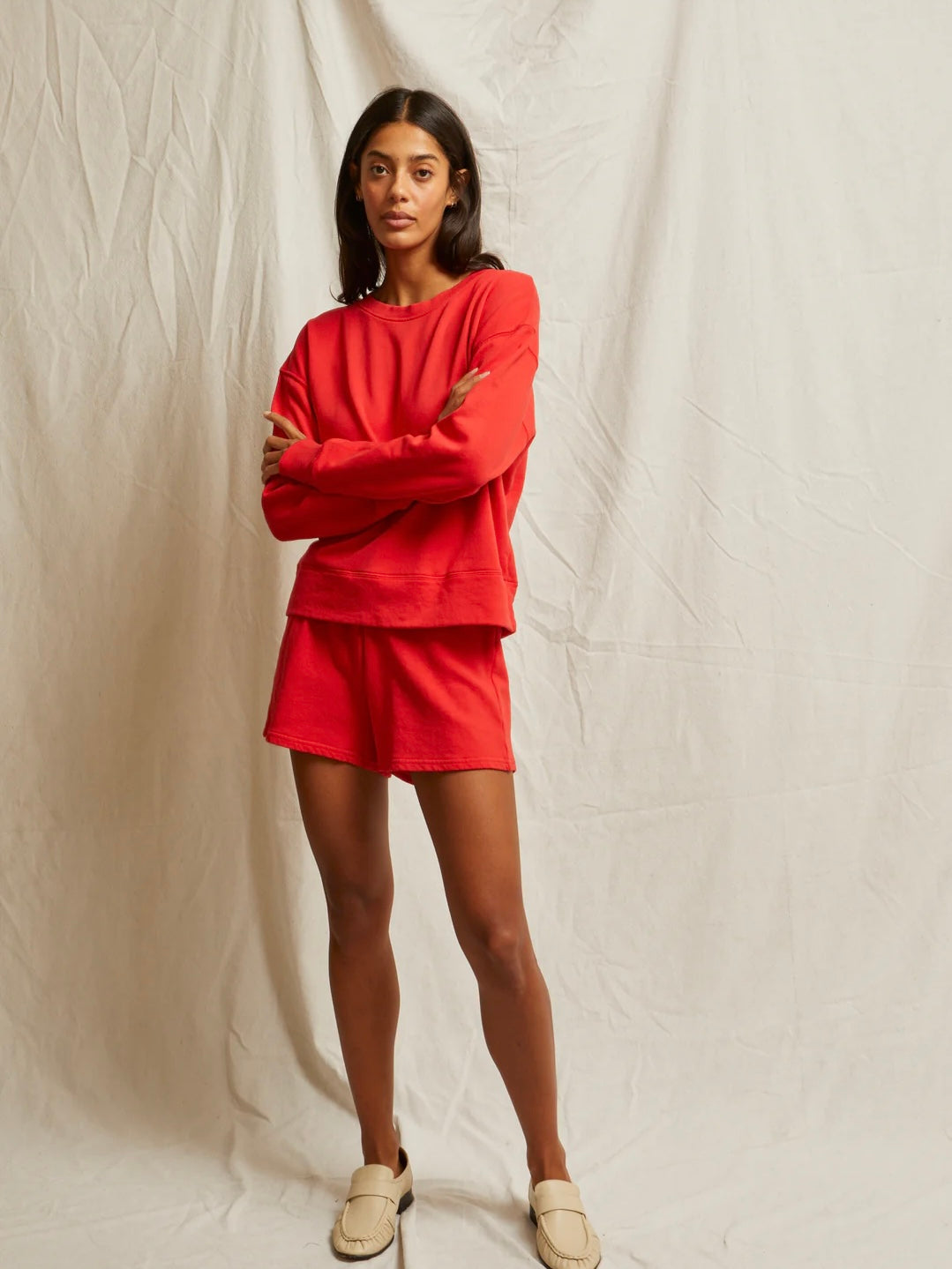 Layla Poppy Red French Terry Sweat Shorts