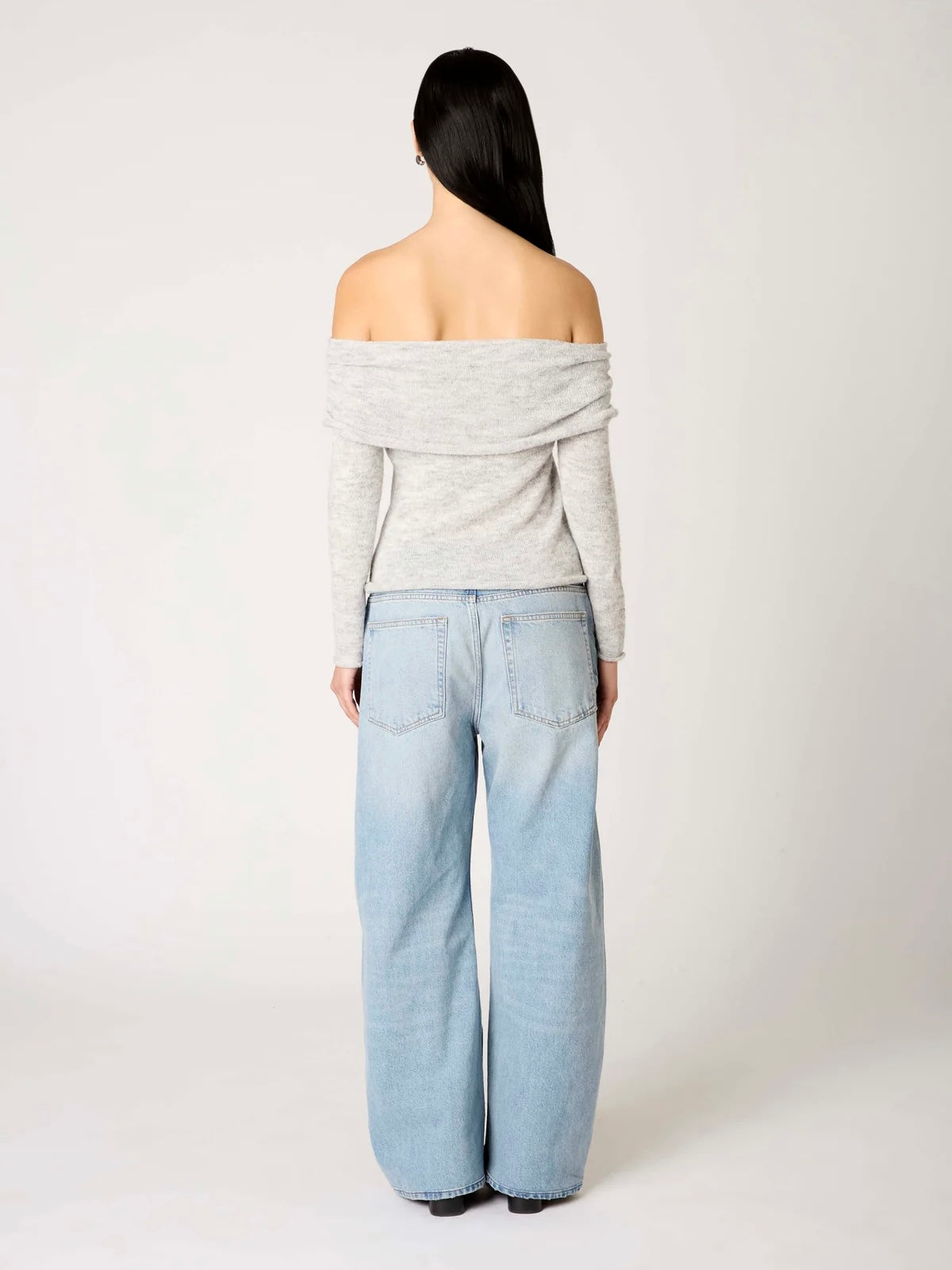 Zinnia Heather Grey Off the Shoulder Sweater