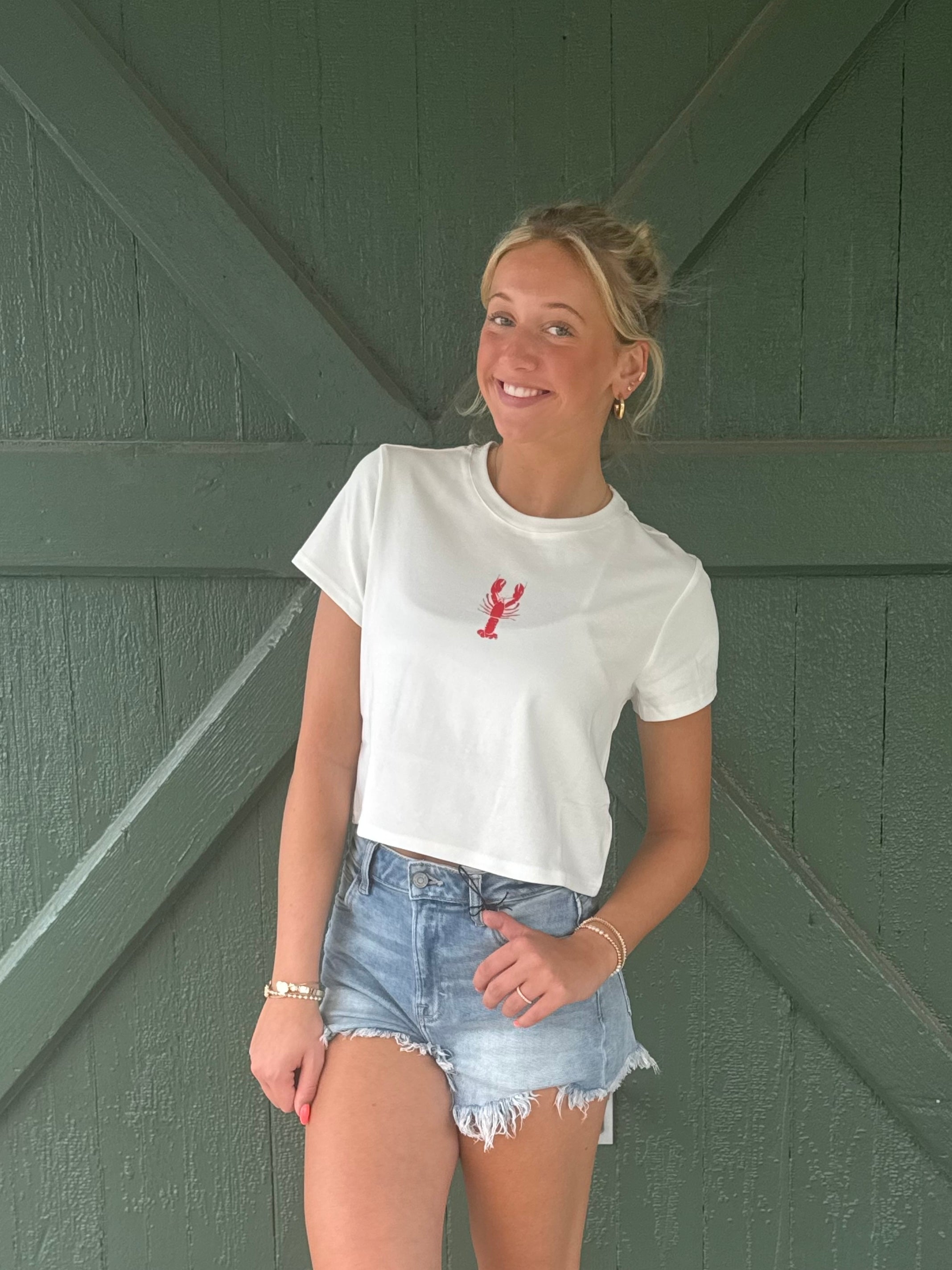 Lobster Girlie White Tee