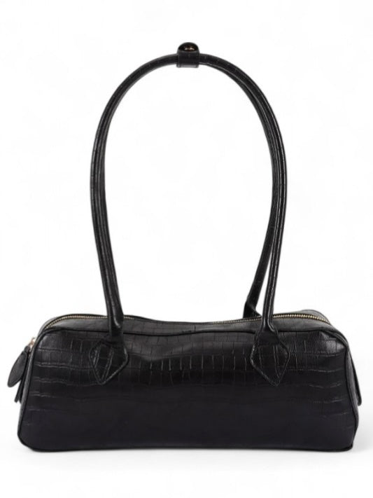 Croc Embossed Iconic Barrel Shoulder Bag