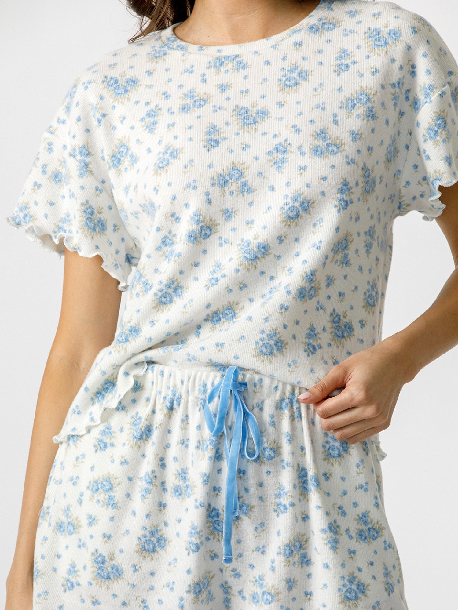 English Rose Blue Comfy Short Set