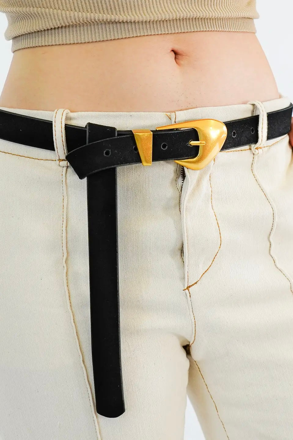 Mia Black Skinny Suede Belt