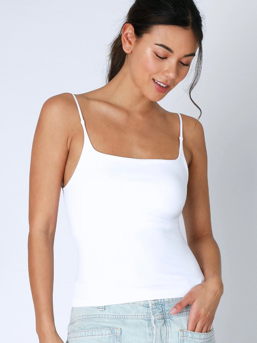 Kelli White Clean Line Square Neck Cami