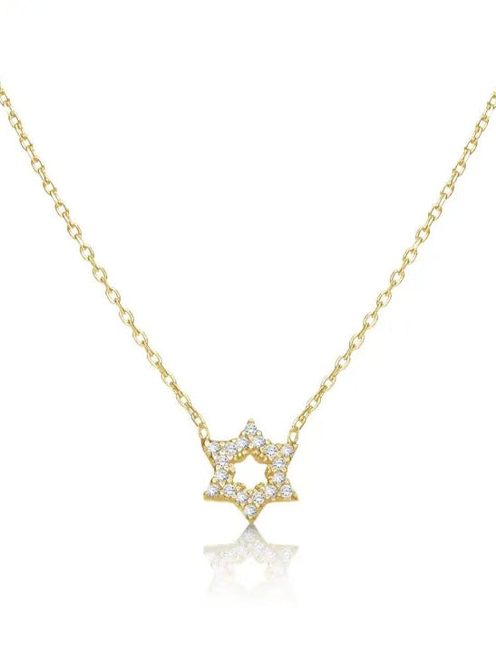 Mini Star of David Necklace with Rhinestones