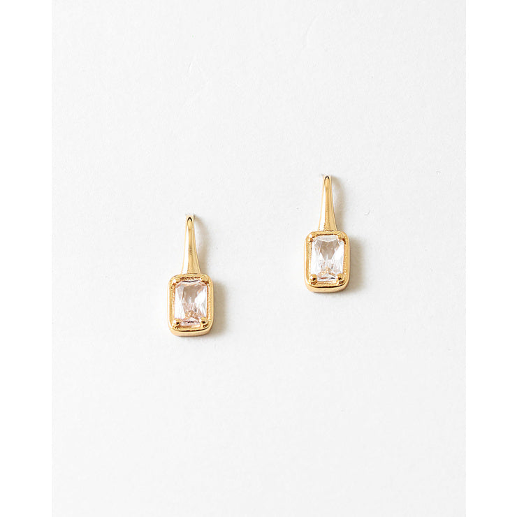 Rae & Jade Emerald Cut Bezel CZ Drop Earrings