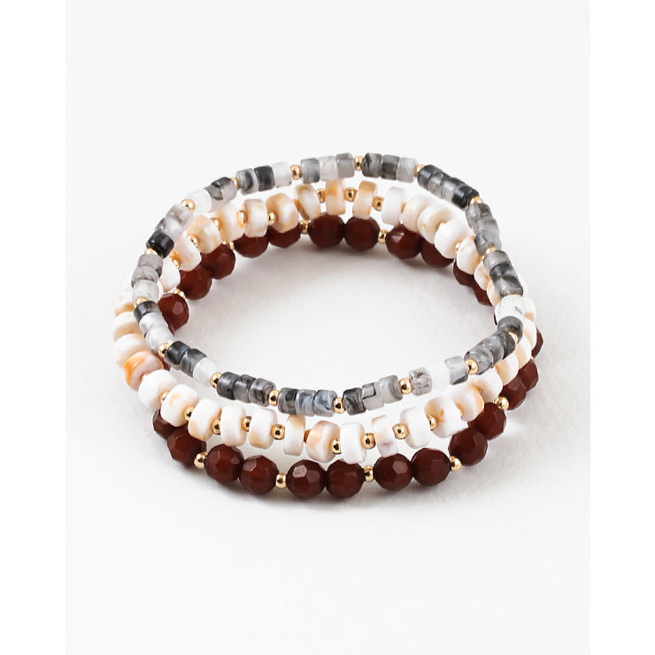 Rae & Jade Merlot & Gold Stretch Bracelet Stack