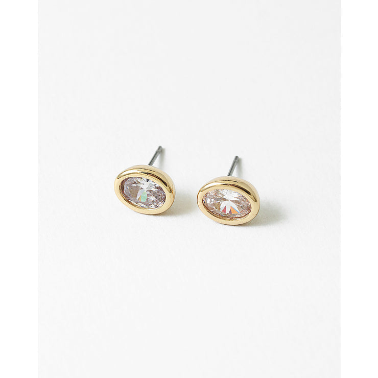 Rae & Jade High-Quality Oval Bezel CZ Stud Earrings