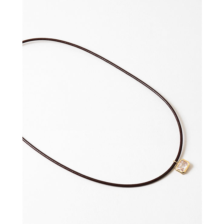 Rae & Jade Espresso Bezel CZ Cord Necklace