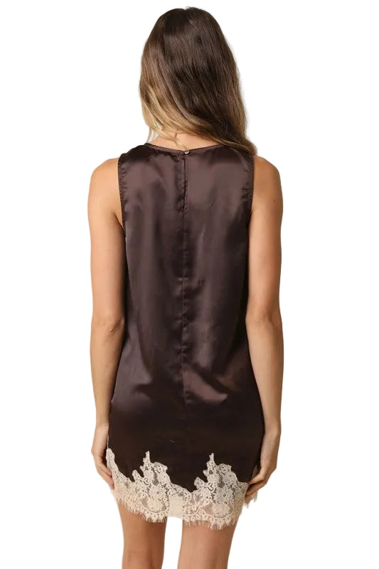 Camila Lace Trim Satin Mini Dress
