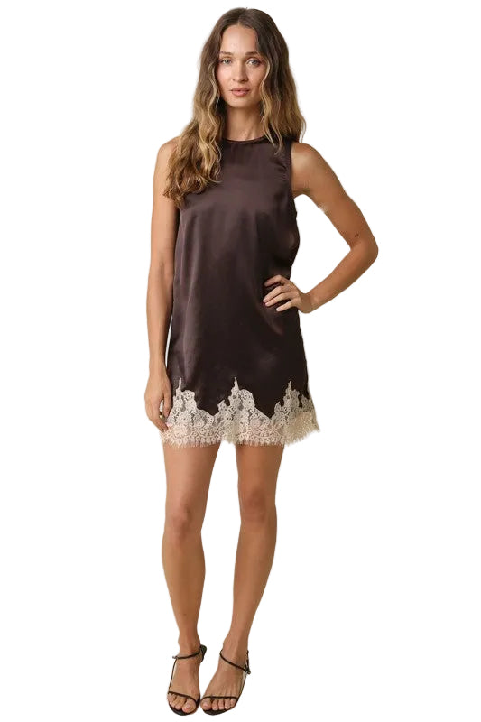 Camila Lace Trim Satin Mini Dress
