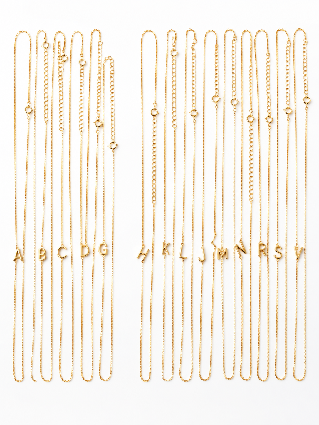 Rae & Jade Mini Sideways Initial Necklace – 14K Gold Plated