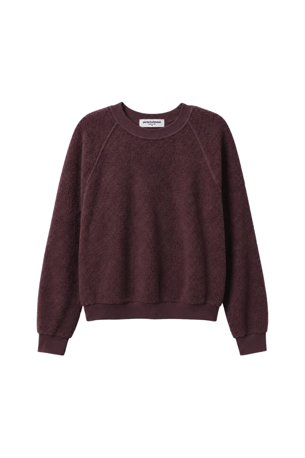 Perfect White Tee Ziggy Reverse Fleece Crew Neck Sweatshirt – Cherry Lacquer Cotton Pullover