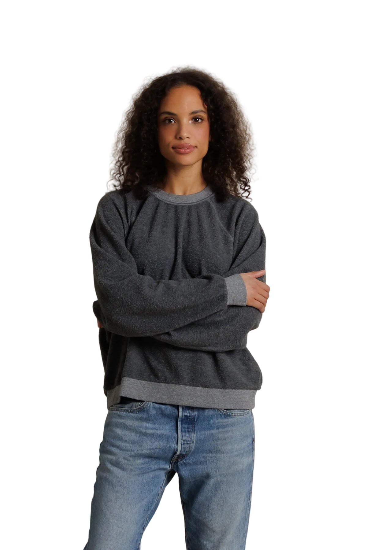 Perfect White Tee Oversized Ziggy Sweatshirt – Dark Heather Grey Cotton Fleece Pullover
