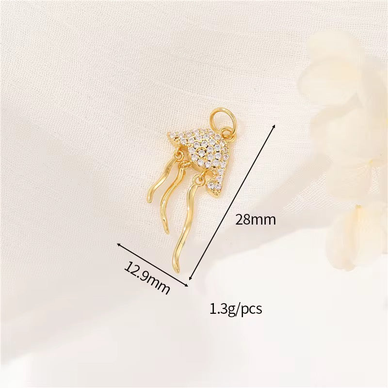 Gold Large Jelly Fish Charm