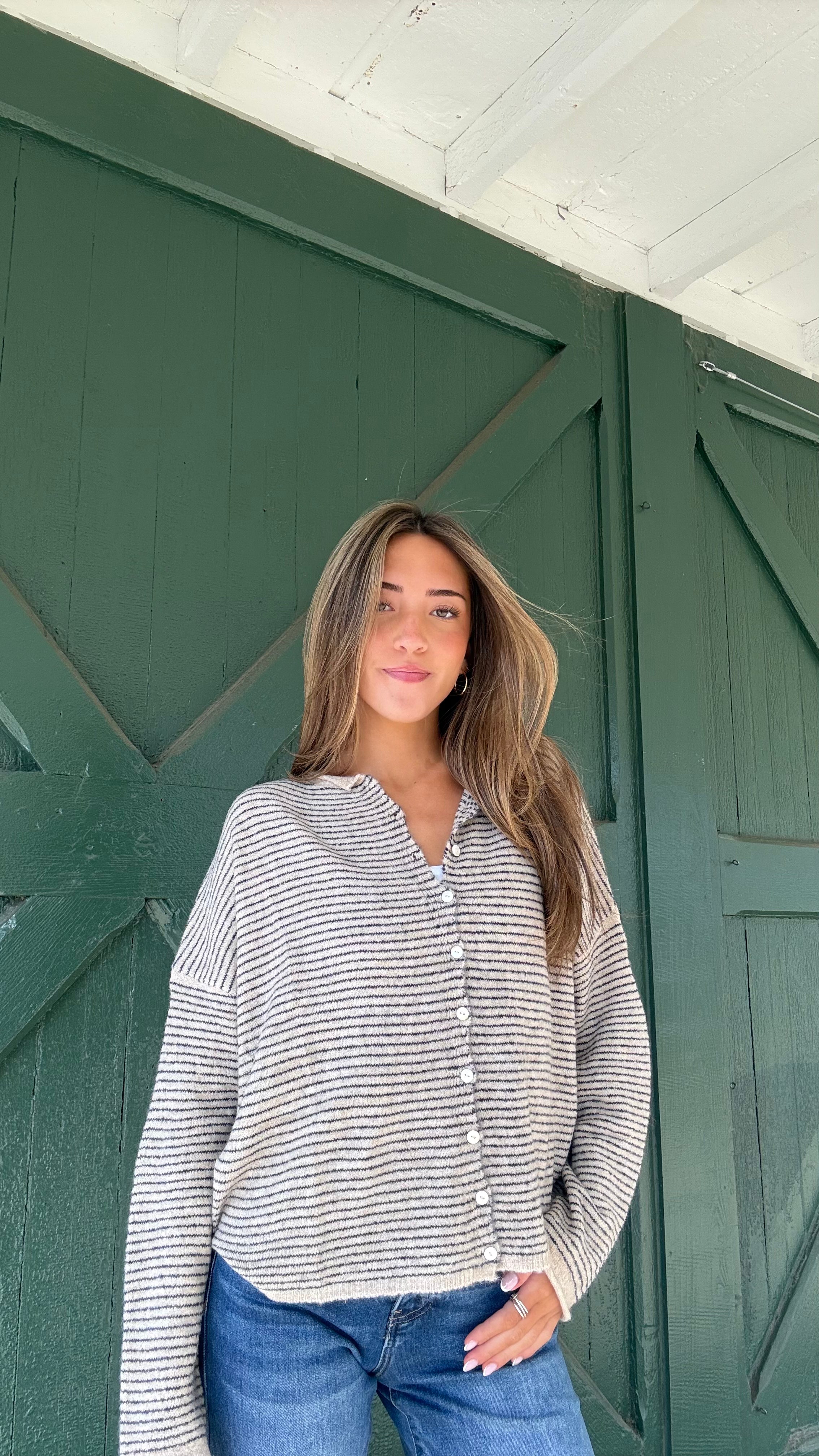 The It Girl Sweater – Pin Stripe (Natural)