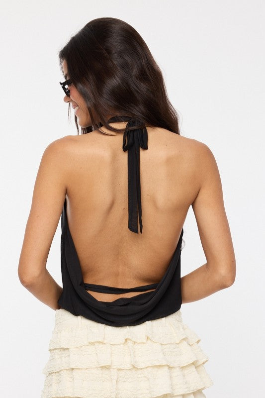 The After Midnight Halter Crop – Black
