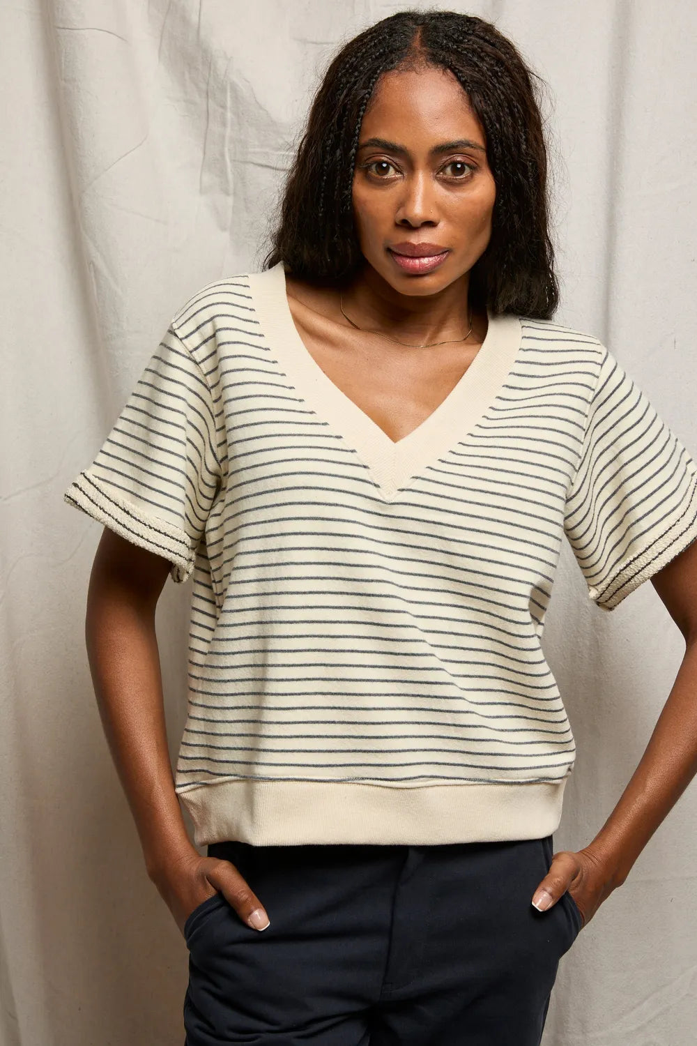 Perfect White Tee Briggs French Terry Striped Sweatshirt