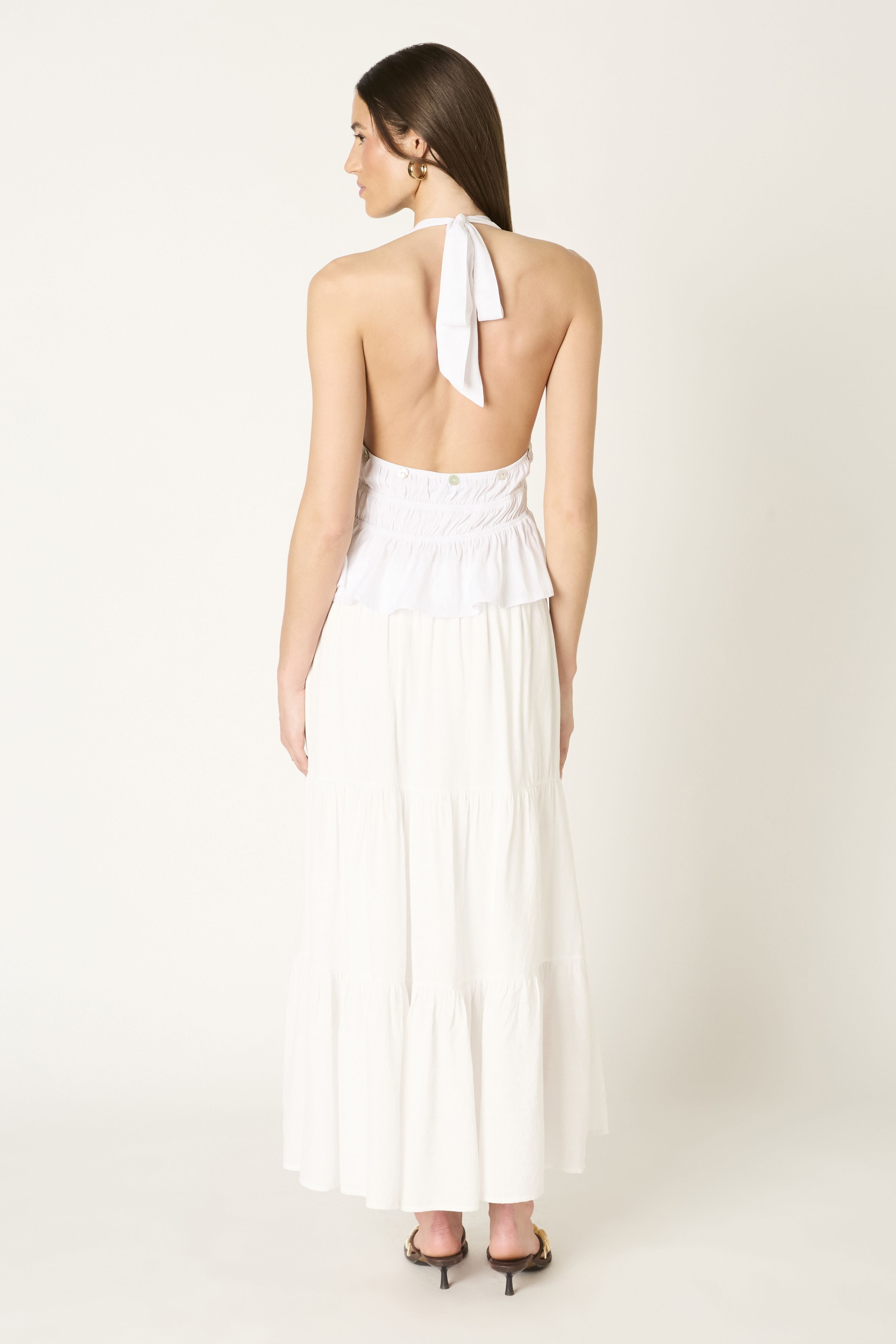 Julia Midi White Tiered Skirt