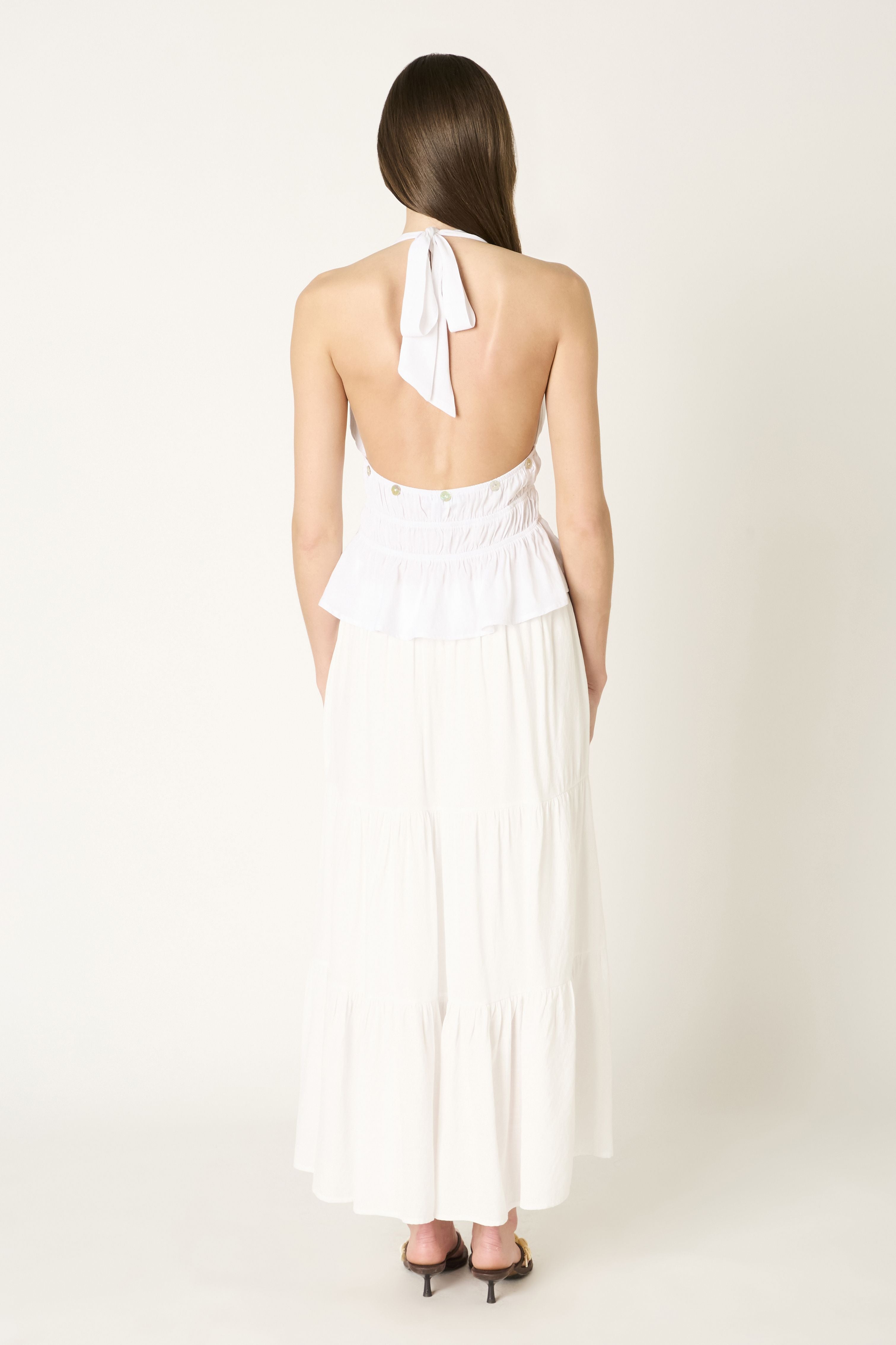 Julia Midi White Tiered Skirt