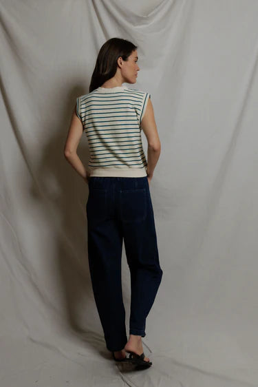 Perfect White Tee Sloane Stripe French Terry Split Top