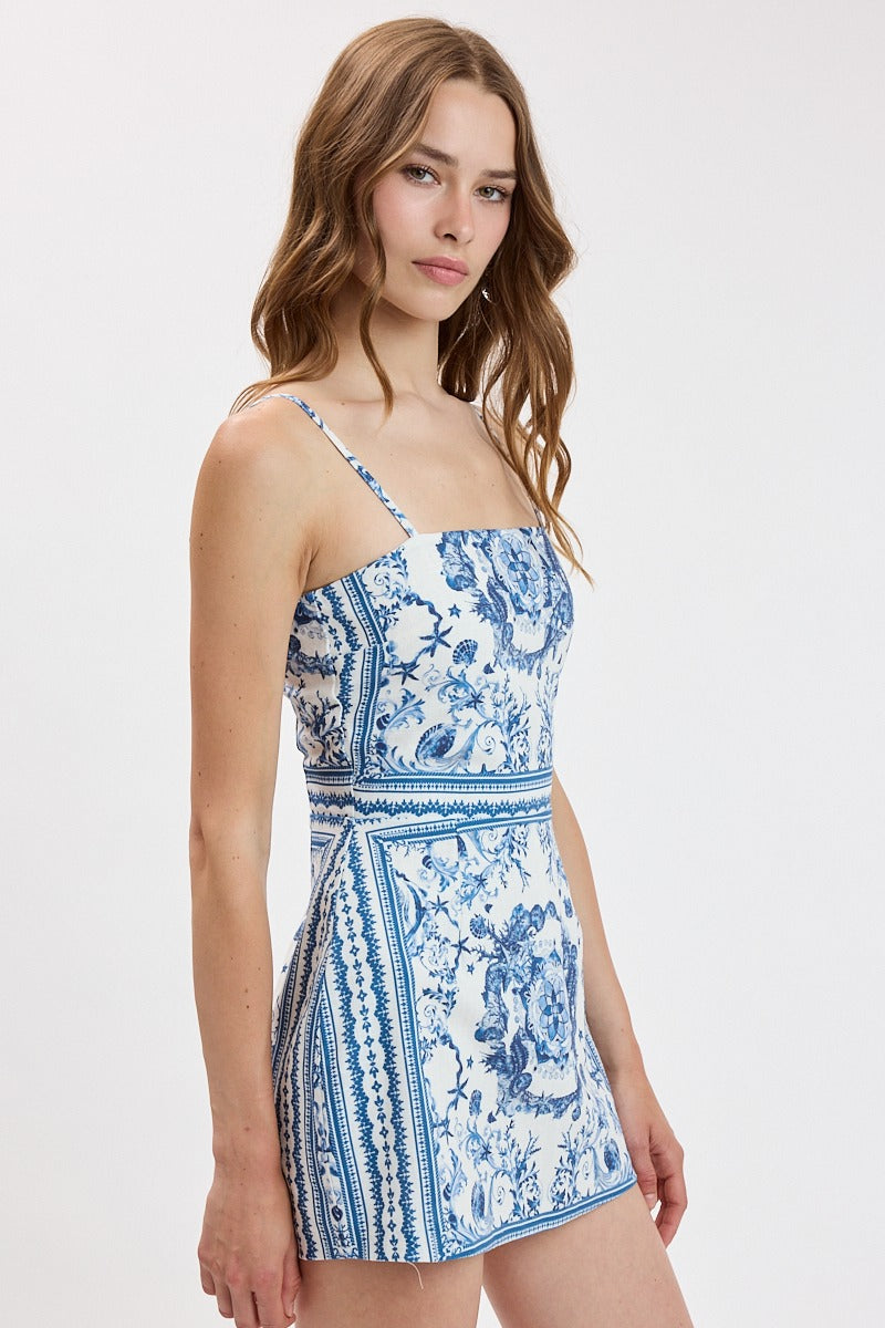 lucia mini dress The Floral Medallion S / Blue to for casual days Size:6-12M (70cm) SCH003197_B_L Serafina White Halter Midi