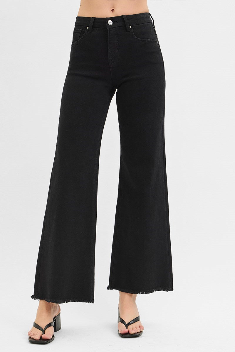 Risen Black Tummy Control High Rise Wide Leg Jeans – Sculpting Fit