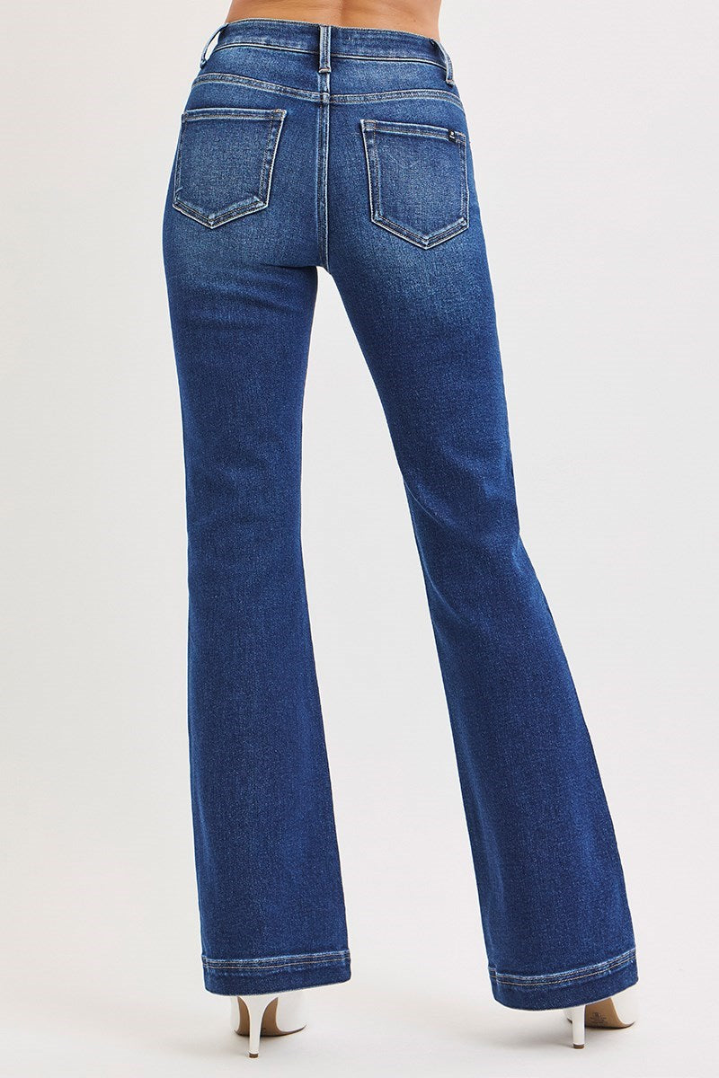 Risen Low Rise Stretch Flare Jeans – Deep Blue