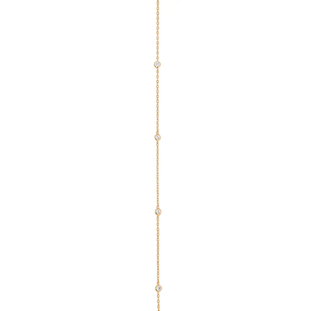 Ettika Santorini Shell Lariat Necklace – 18K Gold Plated CZ Drop Necklace
