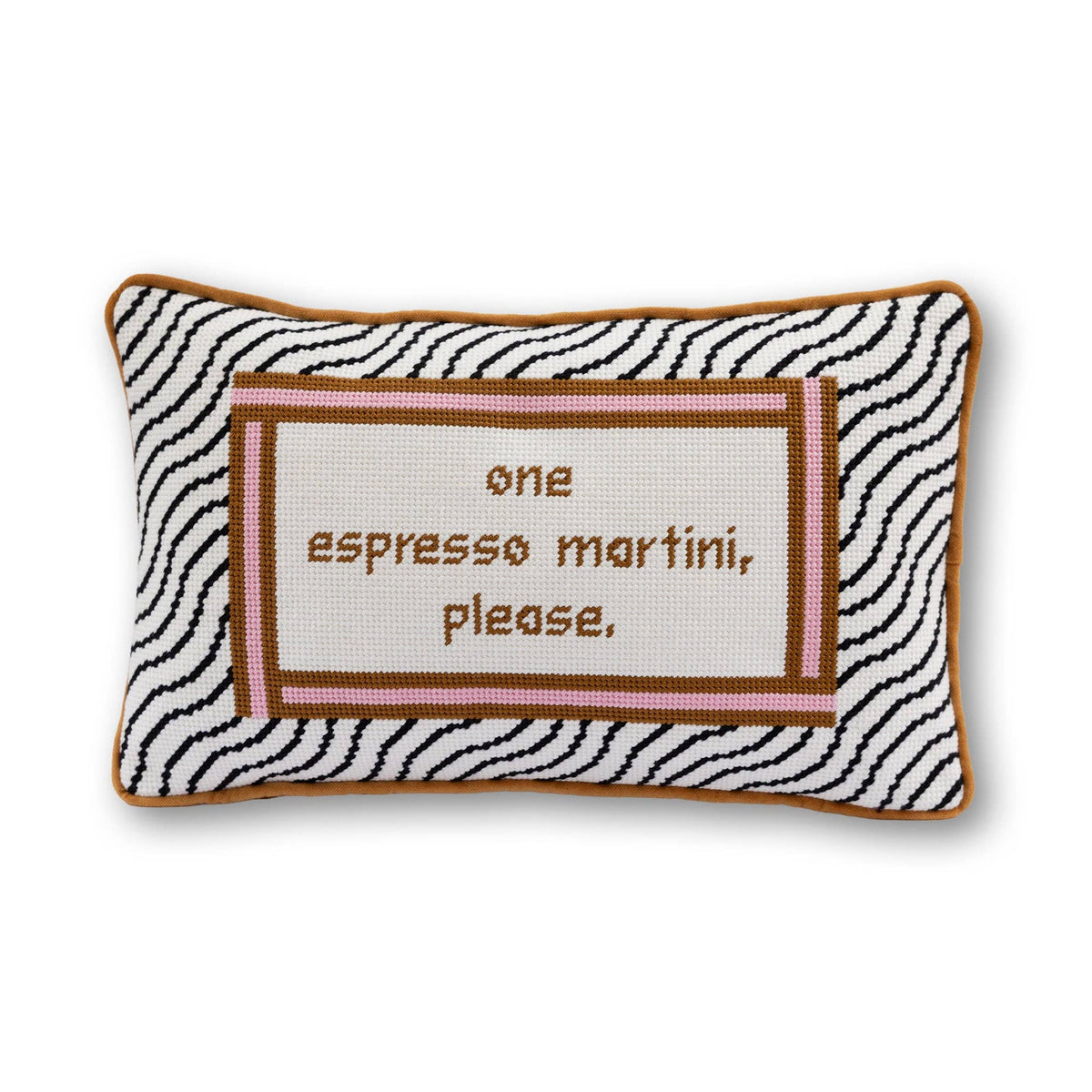 Espresso Martini Needlepoint Pillow by Furbish Studio