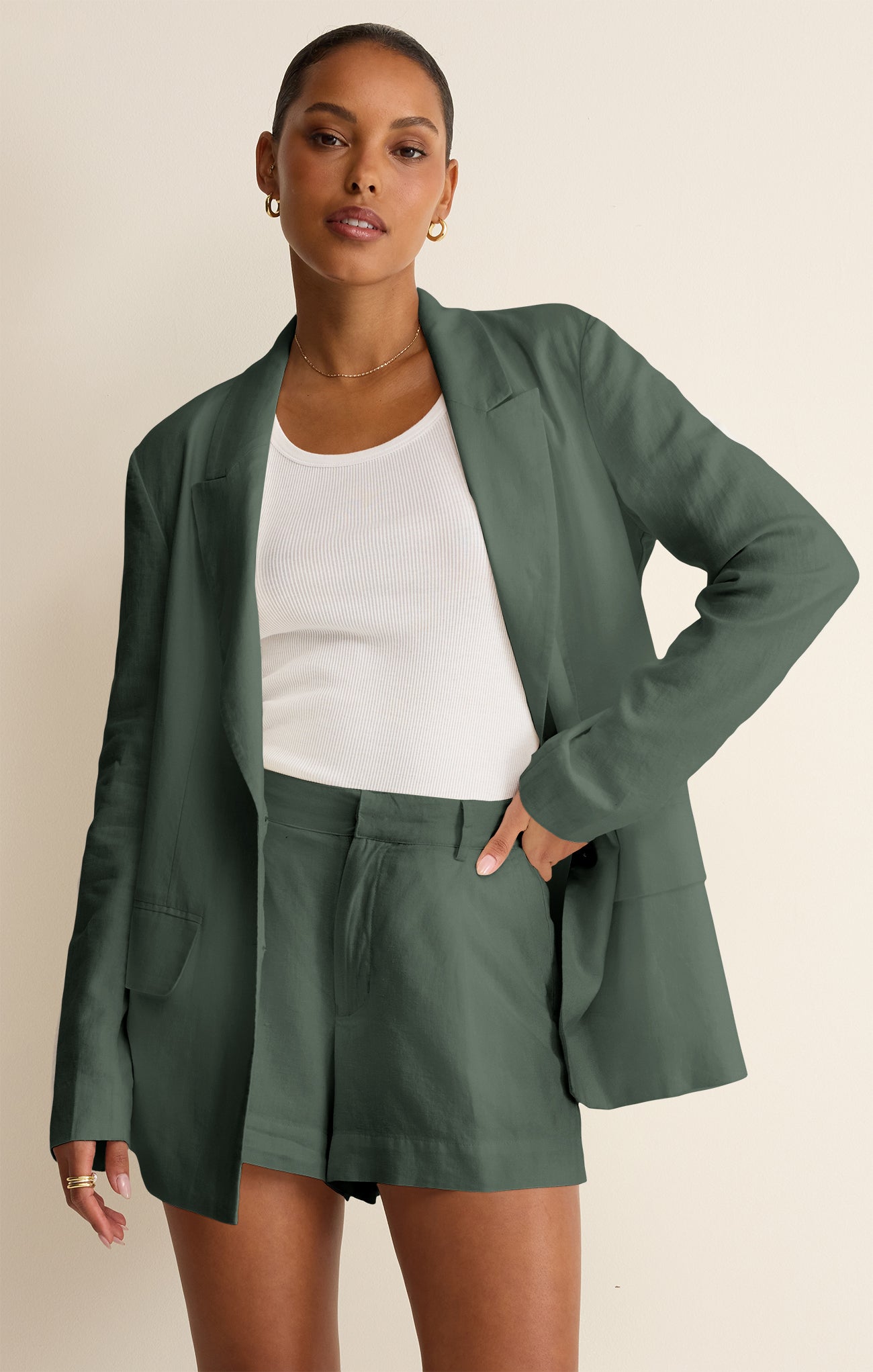 Z Supply Evan Linen Blazer - Everglade