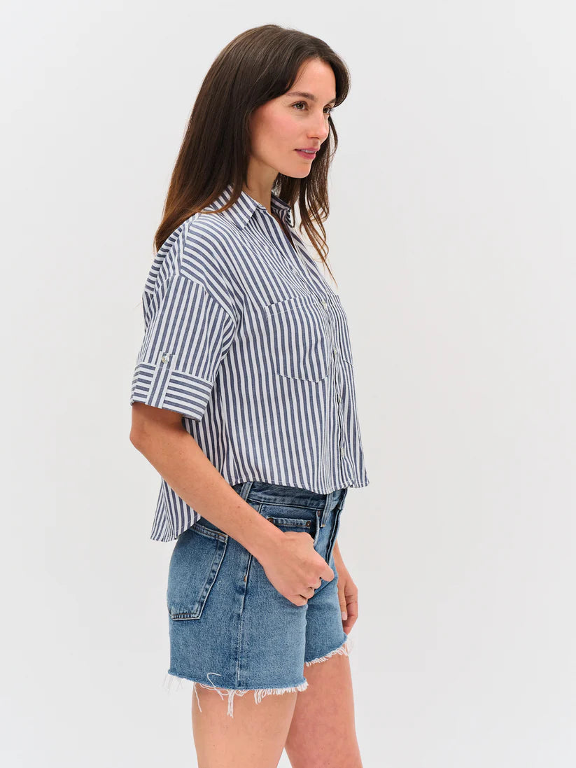 Harper Striped Collared Button-Down Top