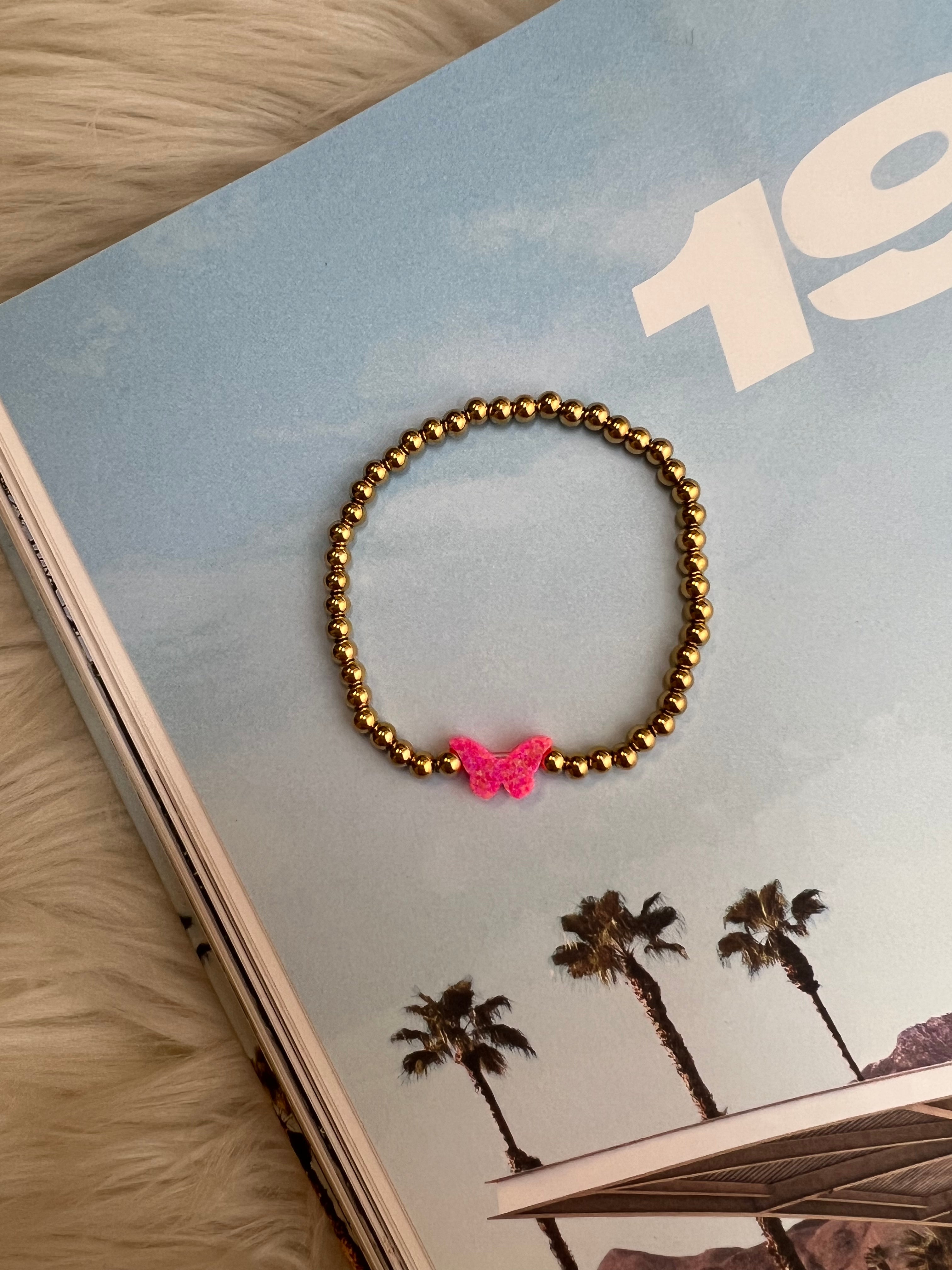 Opal Butterfly Ball Stretch Bracelet